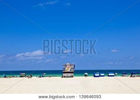 Wooden Bay Watch Hut At The Ocean In Miami South