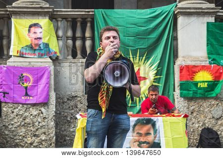 Kurdish Activists Protesting In Milan, Italy