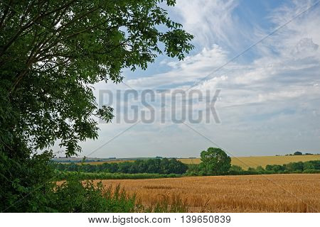 View over the farmland of the Lincolnshire WoldsUK in summer