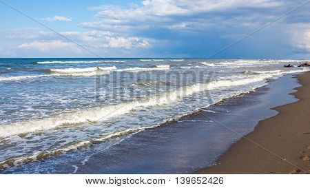 Sea wave Black Sea Poti Georgian coast.