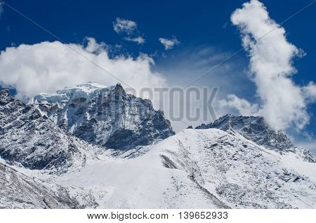Mountain scenery on the Mount Everest Base Camp trek through the Himalaya Nepal