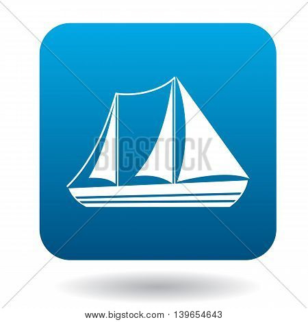Sailboat with two masts icon in flat style on a white background