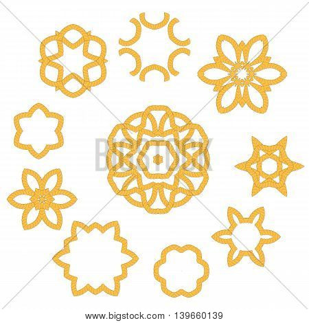 Set of Different Rope Ornaments Isolated on White Background