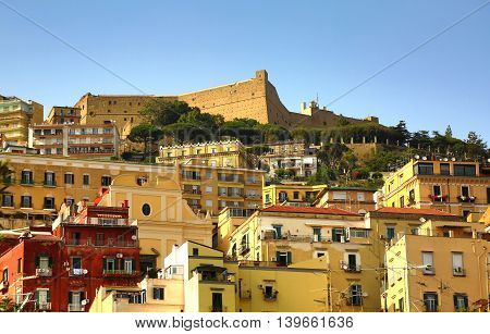 Naples Vomero hill with the fortress on the top. HDR image.