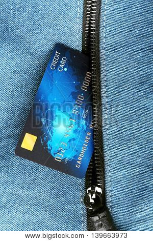 Credit card in pocket, closeup