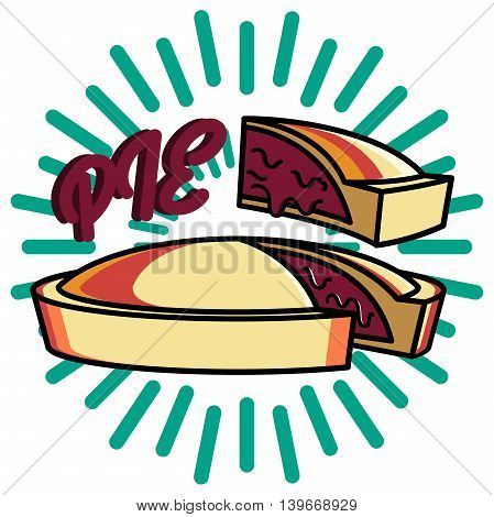 Color vintage confectionery emblem. Cake logo. Vector illustration, EPS 10