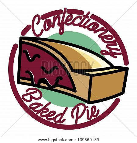 Color vintage confectionery emblem. Cake logo. Vector illustration, EPS 10