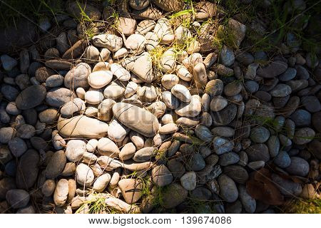 Decorative Pebbles Along The Walkway