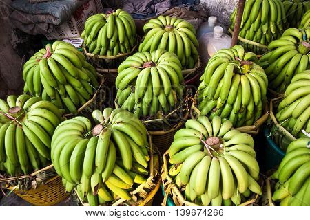 Fresh Bananas At The Morning Market In Bangkok