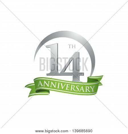 14th anniversary green logo template. Creative design. Business success