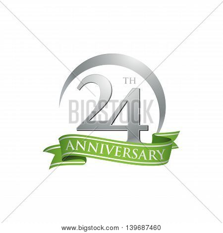 24th anniversary green logo template. Creative design. Business success