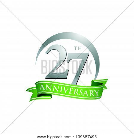 27th anniversary green logo template. Creative design. Business success