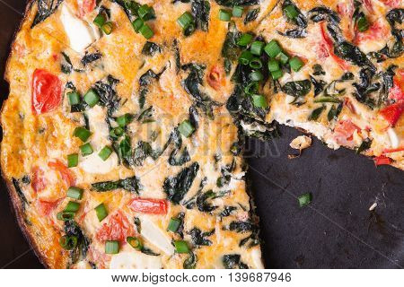 Frittata With Spinach, Tomatoes And Cheese