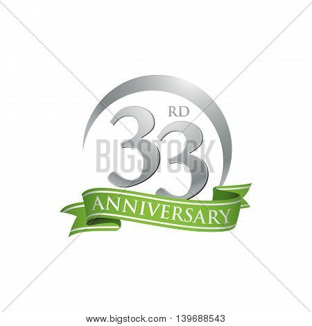 33rd anniversary green logo template. Creative design. Business success
