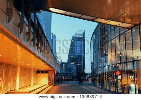 PARIS, FRANCE - MAY 13: Contemporary architecture in la Defense business district on May 13, 2015 in Paris. With the population of 2M, Paris is the capital and most-populous city of France.