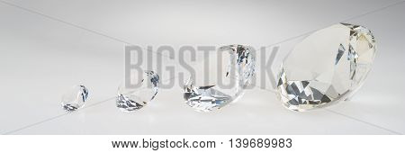 Four diamonds in a row, small to large