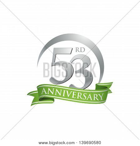 53rd anniversary green logo template. Creative design. Business success