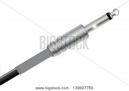 A typical chrome plated mono guitar jacl plug over white
