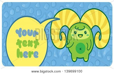 Banner with cute little Kawaii Yeti and text. Vector illustration.
