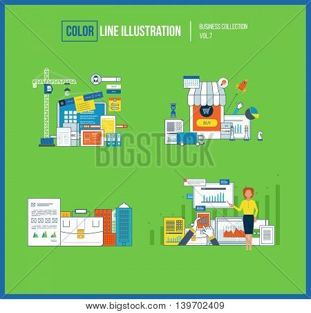 Concept for investment, strategy planning, finance, financial report, education, project management. Online training courses for investment. Management training. Online shopping and mobile marketing