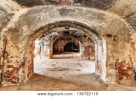 casemates in Fort Alexander Chumnoy in the Gulf of Finland