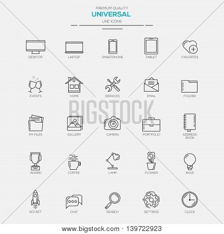 Flat Line Modern Universal icons. Vector Illustration