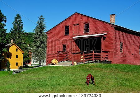 Hancock Massachusetts - September 17 2014: The 1820 Tannery at historic Hancock Shaker Village