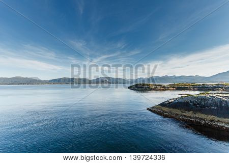 Beautiful view on nowegian fjords. Tranquil scene.