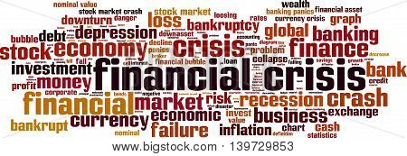 Financial crisis word cloud concept. Vector illustration