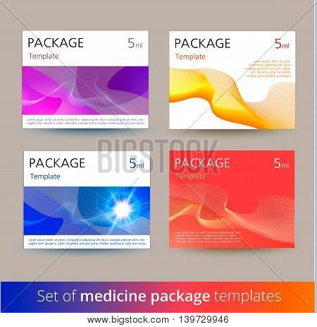 Set of medicine package templates. Vector illustration.