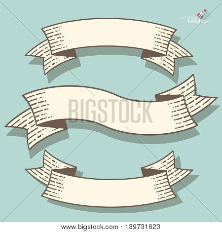 Retro vintage engraving style ribbon vector set.