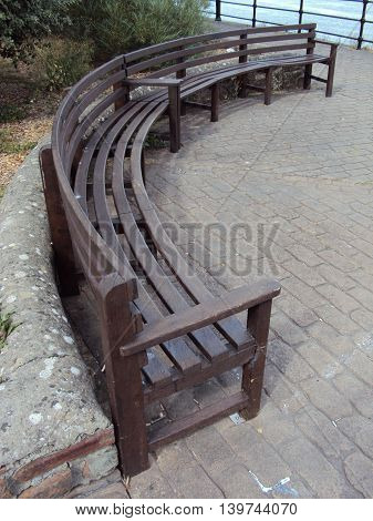 Curved bench pathway photographed at Bideford in Devon