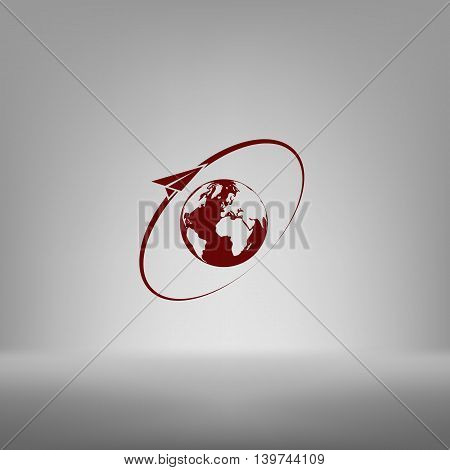 Airplane Fly Around The Planet Earth. Logo.