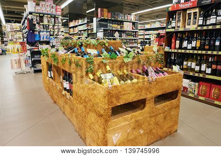 MACAO, CHINA - FEBRUARY 17, 2016: inside of a food store in Macao. Macao is an autonomous territory on the western side of the Pearl River Delta, China.
