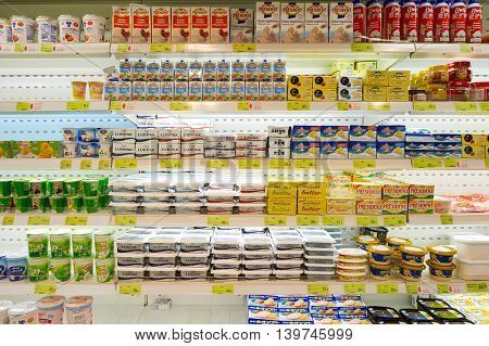 MACAO, CHINA - FEBRUARY 17, 2016: inside of a food store in Macao. Macao is an autonomous territory on the western side of the Pearl River Delta, China.