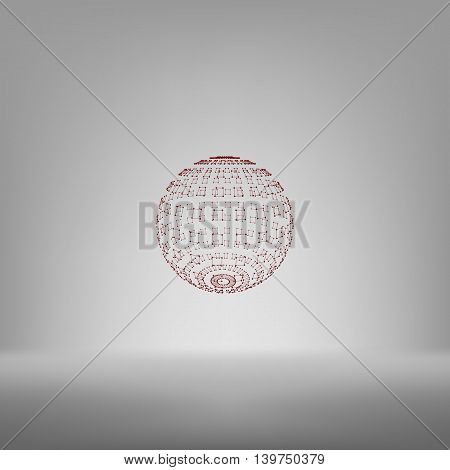 Polygonal Element. Sphere With Lines And Dots