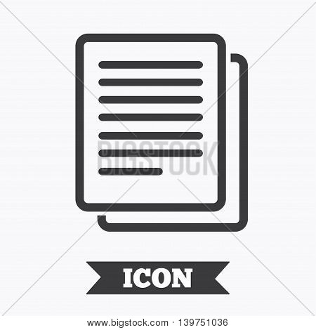 Copy file sign icon. Duplicate document symbol. Graphic design element. Flat copy symbol on white background. Vector