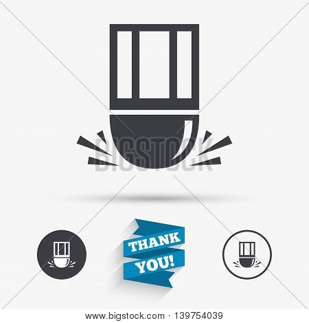 Eraser icon. Erase pencil line symbol. Correct or Edit drawing sign. Flat icons. Buttons with icons. Thank you ribbon. Vector