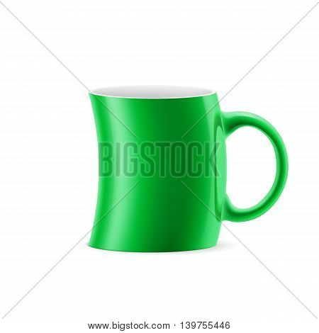 Green curve cup of something stay on white background