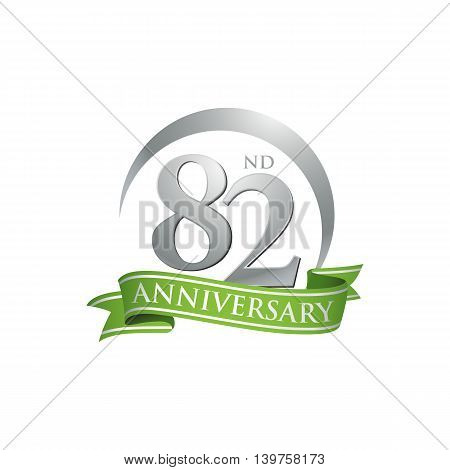 82nd anniversary green logo template. Creative design. Business success