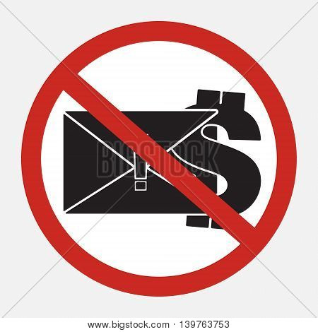 Restrict sign no blackmail ransom latter request money. Vector illustration restrict sign concept design.