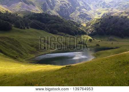 Orlovacko lake in Sutjeska national park Zelengora mountain