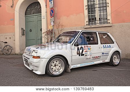 BRISIGHELLA RA ITALY - JULY 17: vintage rally car Renault 5 GT Turbo exposed during the meeting 