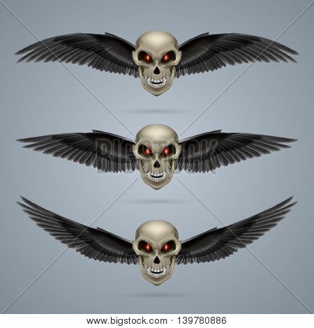 Three terrifying mutant skulls with black wings