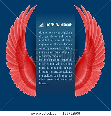 Sheet of paper with red wings on both sides