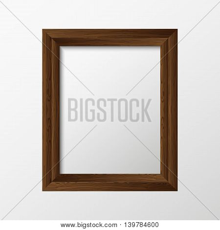 Vector illustration with the image and the object of the wooden frame, the empty frame for the illustrations inside. Frame for design. Frame in the style of photorealism.