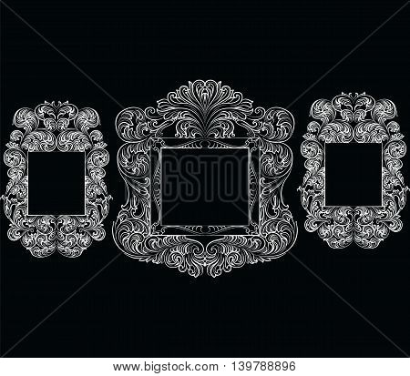 Vintage ornamental frame Vector. Rich carved decor ornaments in antique oriental style decorative workframe