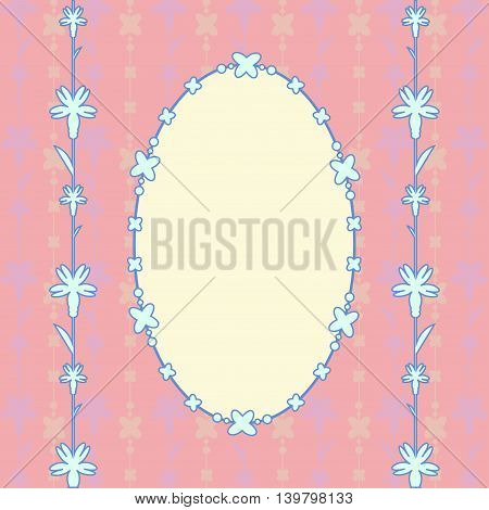 pink card with floral ornament and beads