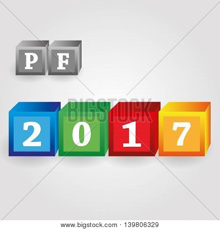 Happy New Year 2017 From Red Green Blue And Yellow Bricks With Numbers Eps10