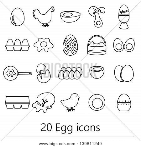 Set Of Egg Theme Black Simple Outline Icons Eps10